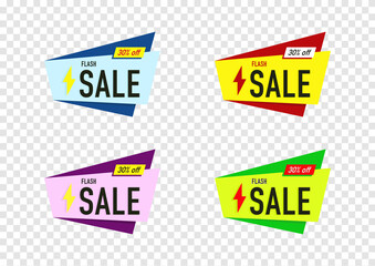 the element design of colorful sale banner geometric shape vector isolated on transparency background ep01