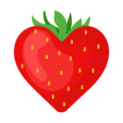 Strawberries in the shape of a heart. Vector illustration.