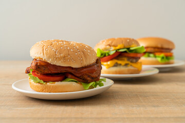 grilled chicken burger with sauce on plate