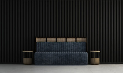 Home and furniture decoration design and cozy living room interior and black pattern wall background