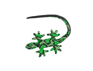 green toy lizard isolated on white background