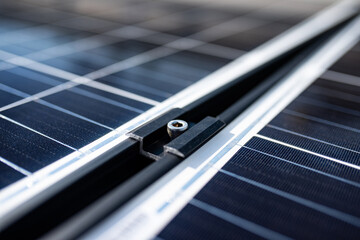 Electricity solar panels photographed close up 