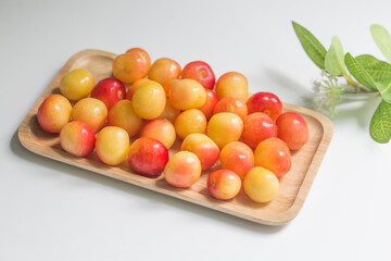 Fresh cherry fruit isolated on white background.