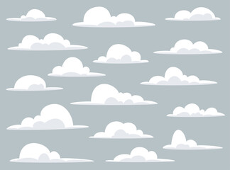 Cartoon Clouds Set of a collection of various vector cartoon clouds on a blue sky background