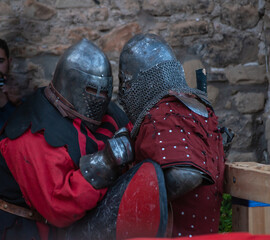 Medieval fight between two Medieval knights