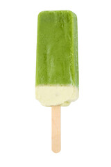 Green ice cream popsicle isolated on white background