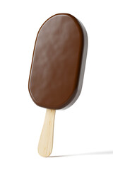 Brown chocolate popsicle ice cream isolated. 3D rendering.