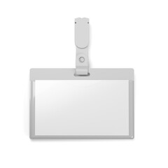 Blank badge ID holder isolated on white background. 3D rendering.