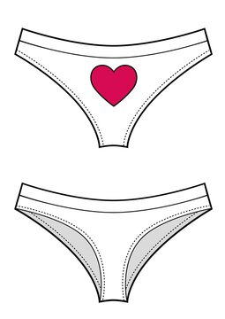 Tangas technical fashion illustration with heart print.