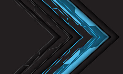 Abstract blue line circuit cyber arrow direction shadow on dark grey with blank space design modern technology futuristic background vector illustration.