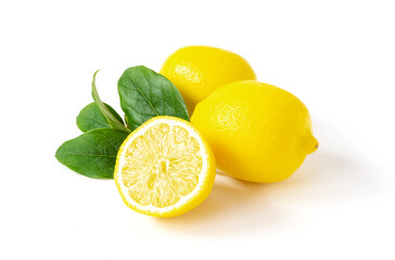 Lemon and lemon leaf. レモンとレモンの葉	

