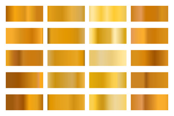 Metalic gradient collection with shiny gold hologram. Holographic foil texture, gold rose,and golden gradation. Vector set for frame, ribbon, border, other design - obrazy, fototapety, plakaty