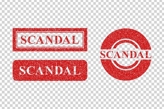 Vector realistic isolated red rubber stamp of Scandal on the transparent background.
