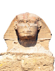 The great ancient Sphinx isolated on a white background. front view - obrazy, fototapety, plakaty