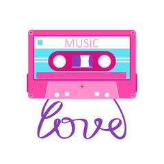 Pink music cassette vector illustration
