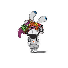doodle art astronaut illustration