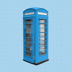 Obraz premium Classic British phone booth blue social media adaptation. Classic British red phone booth in England. Modern communication tool. With clipping path.