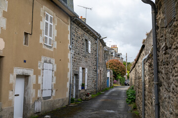 Fototapeta na wymiar Old street of Saint-Quay-Portrieux, Cotes d'Armor, Brittany, France