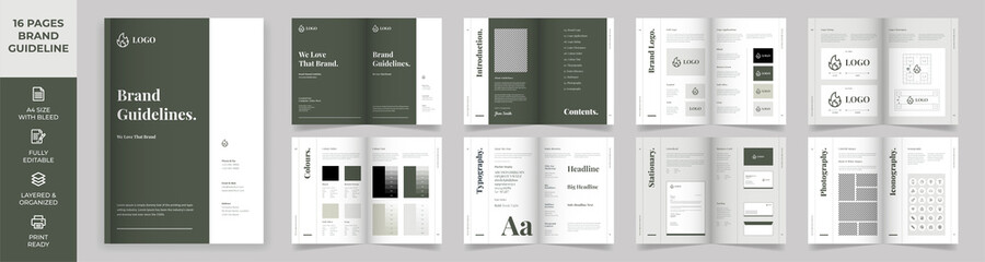 Brand Manual Template, Simple style and modern layout Brand Style , Brand Book, Brand Identity, Brand Guideline, Guide Book