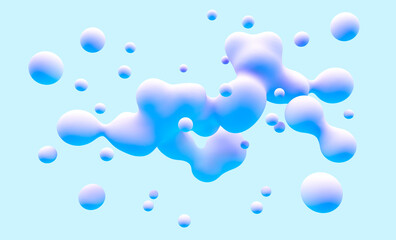 White colorful floating liquid blob