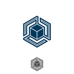 Hexagon tech symbol design vector stock