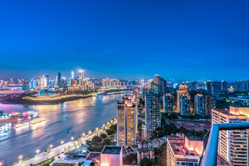 Fototapeta premium Aerial photography of Sichuan and Chongqing city night view