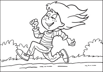 Girl running. Marathon runner or a girl running on school sport day.