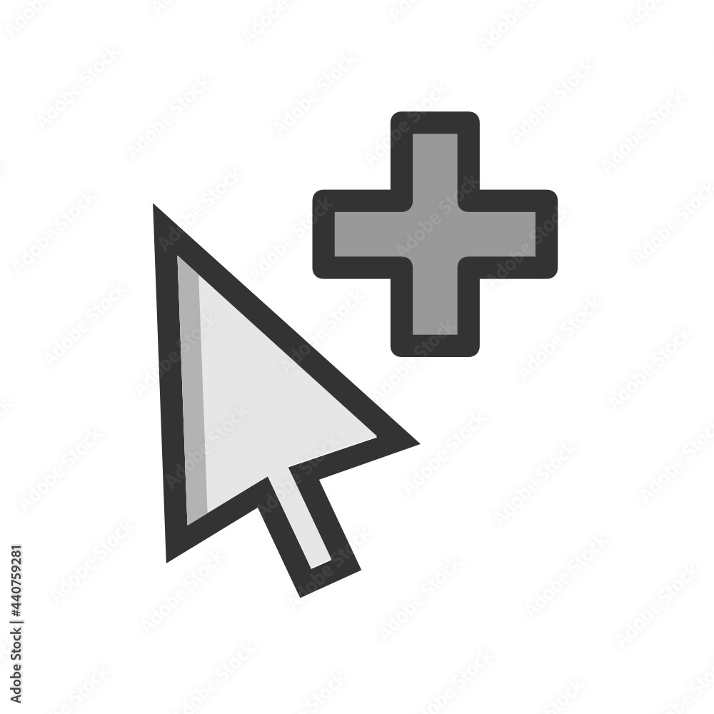 Poster arrow add cursor filled outline icon