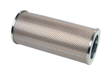 Closeup of car air filter isolated on white background