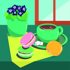 Vector illustration coffee with cookies