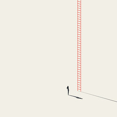 Business woman and corporate ladder challenge vector concept. Symbol of career opportunity. Minimal illustration. © jozefmicic