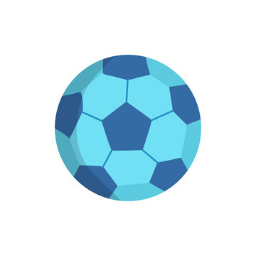 soccer blue ball with flat design vector. . Flat simple Blue pictogram on white background. Illustration symbol with shadow