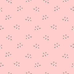 Seamless patterns. Cats on a light pink background for design. Vector illustration