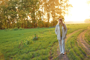 a woman in the autumn forest