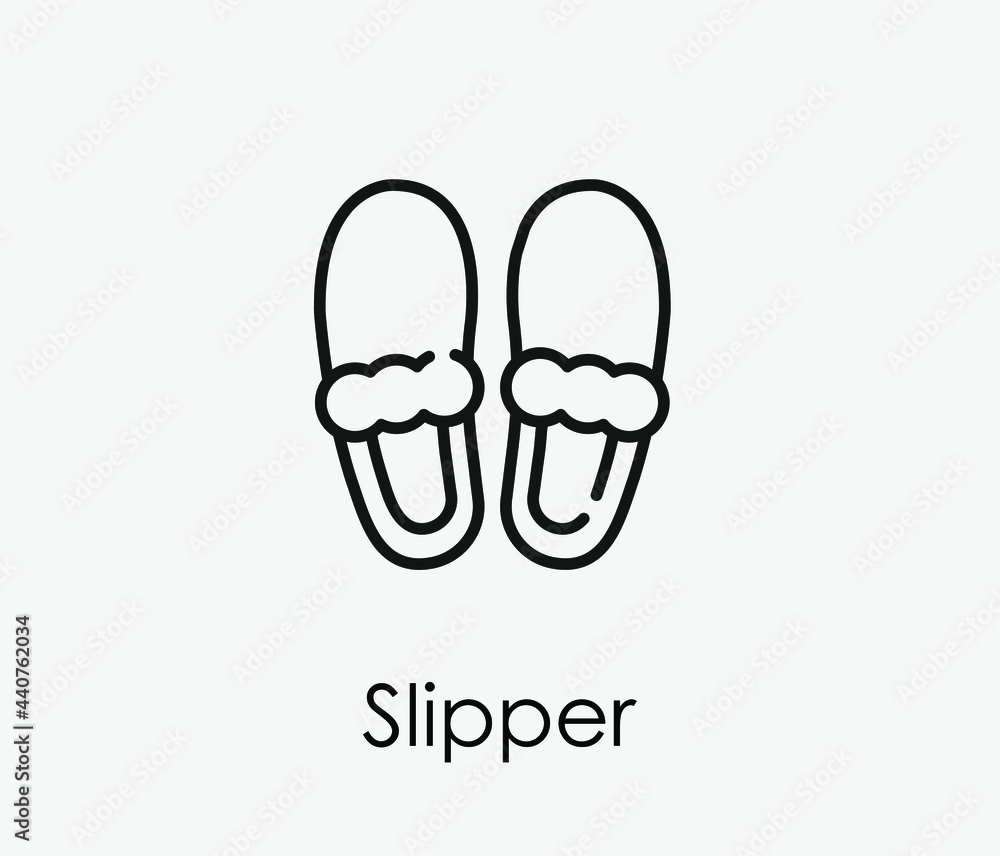 Poster slippers vector icon. editable stroke. symbol in line art style for design, presentation, website or