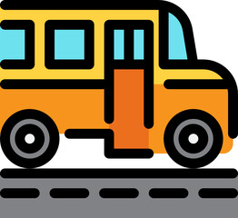 school bus color outline icon
