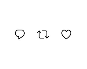 Reply Tweet, Retweet, and Like. Icon Set of Social Media Elements - obrazy, fototapety, plakaty