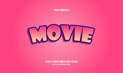 modern text effect movie editable vector illustration