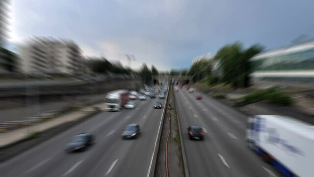 traffic on the ring road of Paris, automobile traffic jams