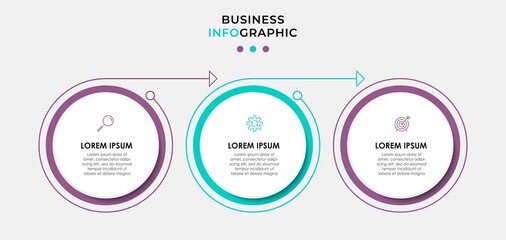 Business Infographic design template Vector with icons and 3 options or steps. Can be used for process diagram, presentations, workflow layout, banner, flow chart, info graph