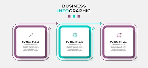 Business Infographic design template Vector with icons and 3 options or steps. Can be used for process diagram, presentations, workflow layout, banner, flow chart, info graph