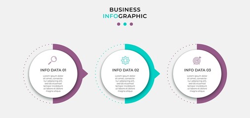 Business Infographic design template Vector with icons and 3 options or steps. Can be used for process diagram, presentations, workflow layout, banner, flow chart, info graph