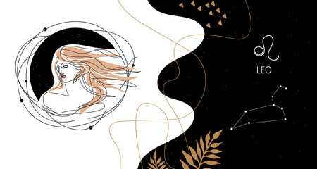 zodiac background. Leo constellation. The element of fire. © Tutsi_N