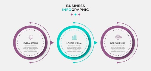 Business Infographic design template Vector with icons and 3 options or steps. Can be used for process diagram, presentations, workflow layout, banner, flow chart, info graph