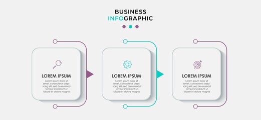 Business Infographic design template Vector with icons and 3 options or steps. Can be used for process diagram, presentations, workflow layout, banner, flow chart, info graph