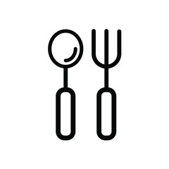 Spoon and fork icon. Vector for web, computer, and mobile app. Black icon. Vector illustration.