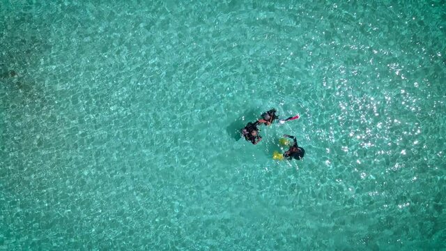  Cas Abou Beach on the Caribbean island of Curacao, Playa Cas Abou in Curacao Caribbean tropical white beach with the blue ocean. drone footage