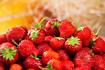 Strawberry raw background, a lot of Fresh red berries, Close up , Top view, High resolution product. Healthy organic fresh product.