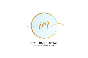 Initial IM handwriting logo with circle template vector signature, wedding, fashion, floral and botanical with creative template.