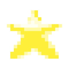 Star pixel art. Bright yellow star pixel art. Cute Star. Vector illustration. Icon star.